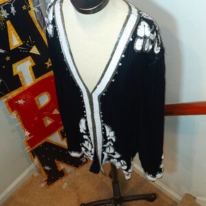Scala Vintage Beaded Sequins Jacket Plus Size 2X